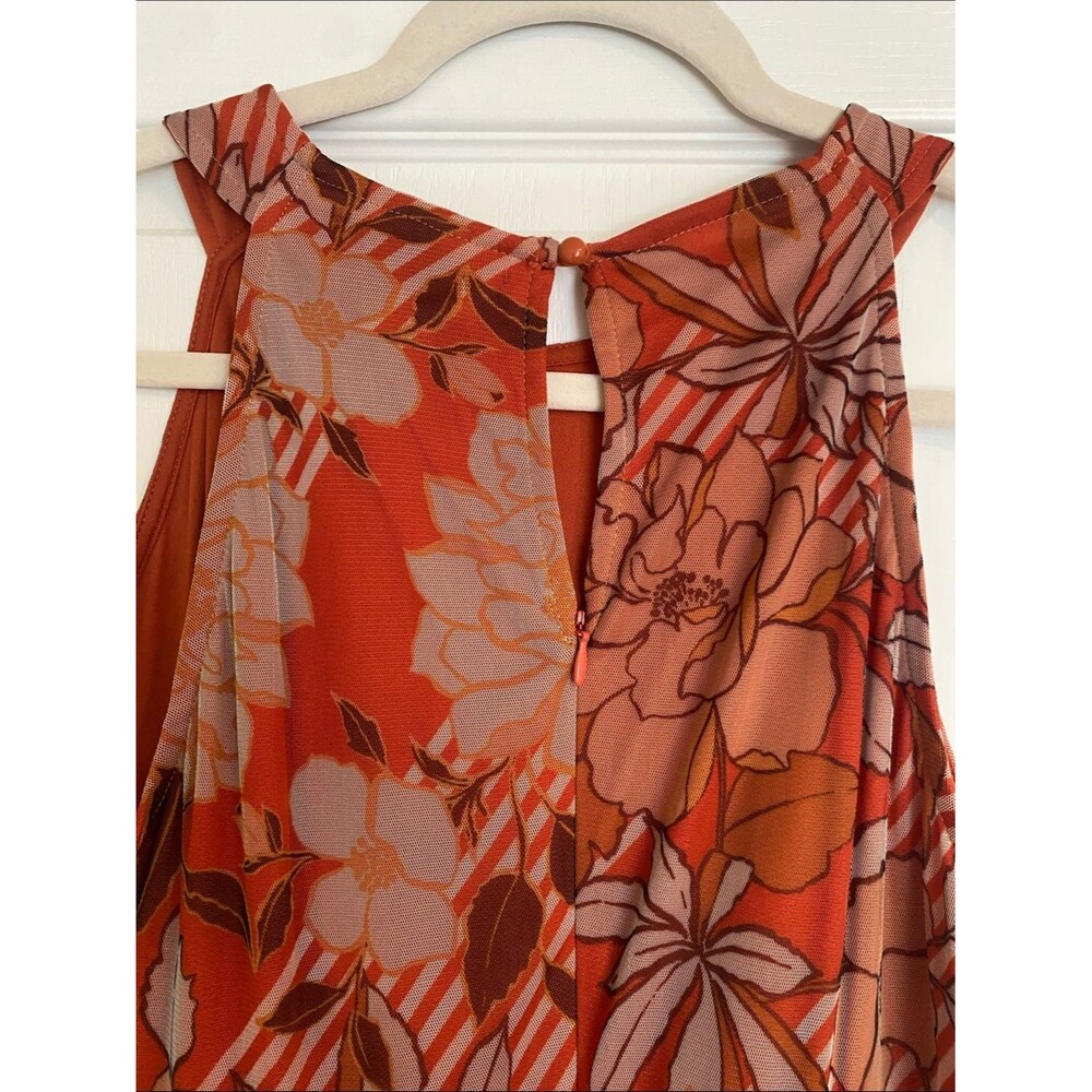 Candalite Petite FLORAL Halter Maxi Dress in Rust Orange, Yellow & Brown Sz LP - Picture 5 of 11